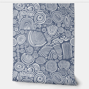 Papier Peint Sérénité Bleue : Doodle capricieux
