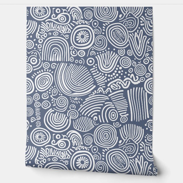Papier Peint Sérénité Bleue : Doodle capricieux (Déroulement)