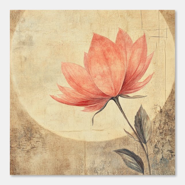 Papier Peint Sérénité rose Fleur et Lune (Recto)