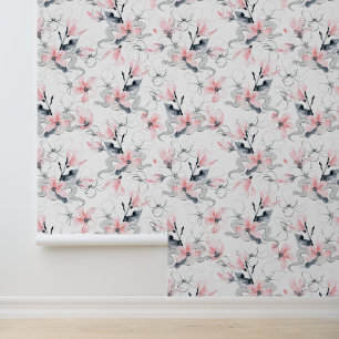 Papier Peint Serpents et fleurs motif