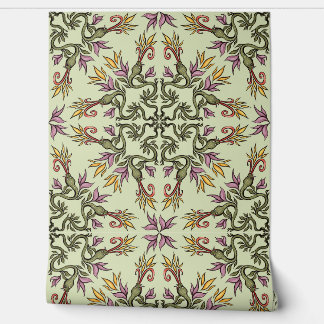 Papier Peint Serpents verts Floral Mandala Imaginaire botanique