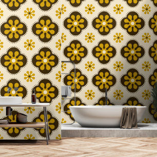 Papier Peint Seventies Mod fleur motif Wallpaper