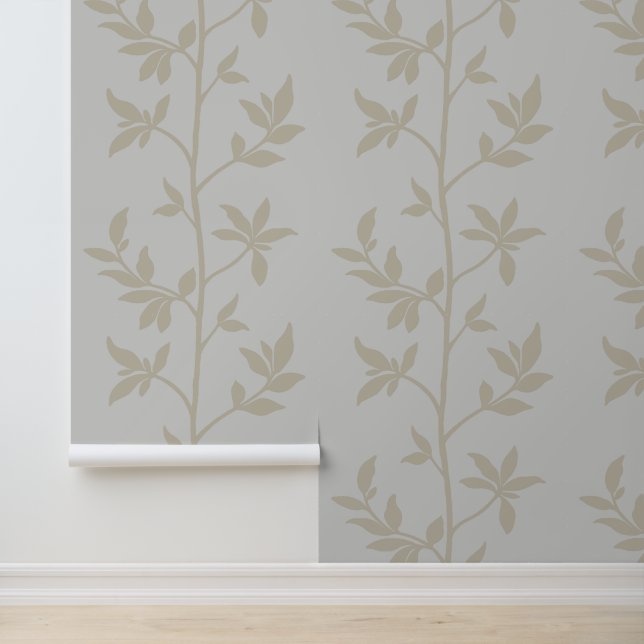 Papier Peint Silhouette Brise de forêt L branches beige minimal (Application)