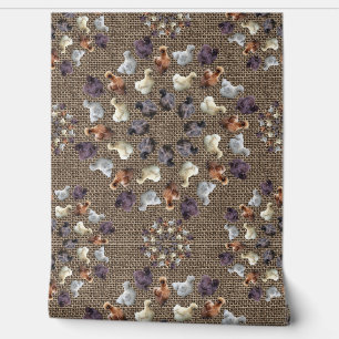 Papier Peint Silkie Bantam Poulets Burlap Ferme Mandala