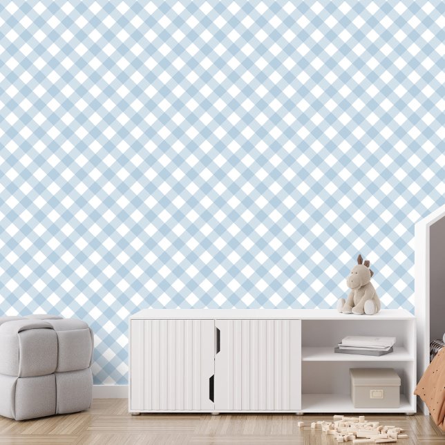 Papier Peint Simple chèque bleu clair en vichy plis (Créateur téléchargé)