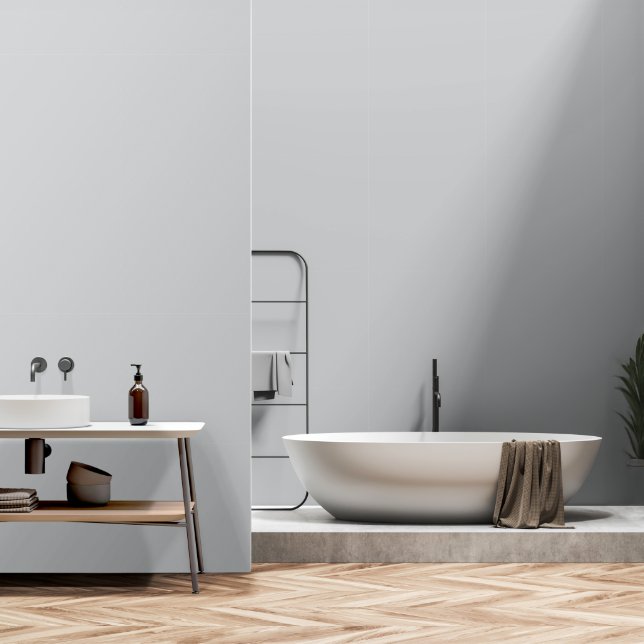PAPIER PEINT SIMPLE ÉLÉGANT MODERNE CLASSIQUE GRIS CLAIR (Salle de bain)