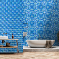 Simple Motif de style méditerranéen blanc et bleu