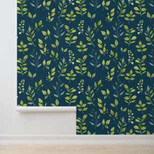 Papier Peint Simple Motif minimaliste à feuille bleue verte sur