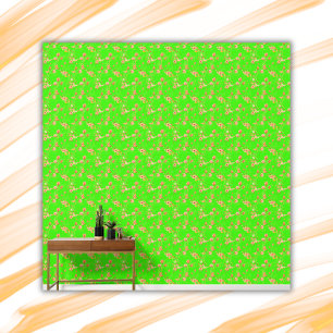 Papier Peint Simple Orange Floral Pattern Vert Arrière - plan  