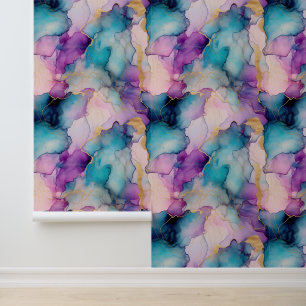 Papier Peint Sirène rose pourpre bleu Aqua