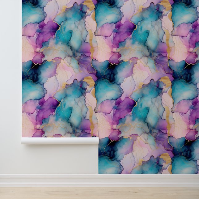 Papier Peint Sirène rose pourpre bleu Aqua (Application)