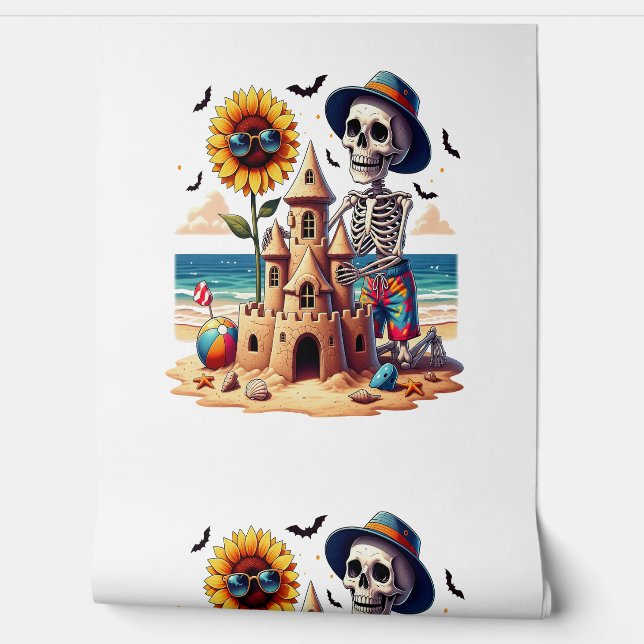 Papier Peint Skeleton cool à la plage (Déroulement)