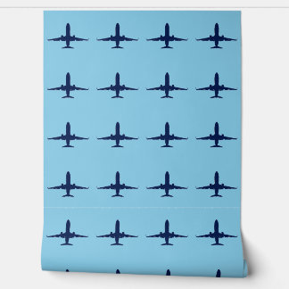 Papier Peint Sky Blue Adventure Avion Silhouette