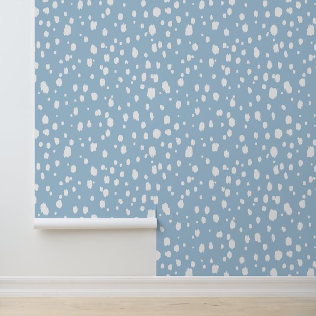 Papier Peint Sky Blue and White Abstract Dots (Application)