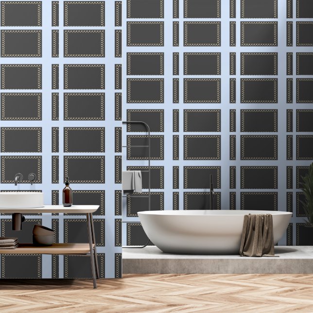Papier Peint Sky Blue Et Grey Geo (Salle de bain)