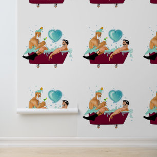 Papier Peint SlipperyJoe's deux gays hommes aiment la baignoire