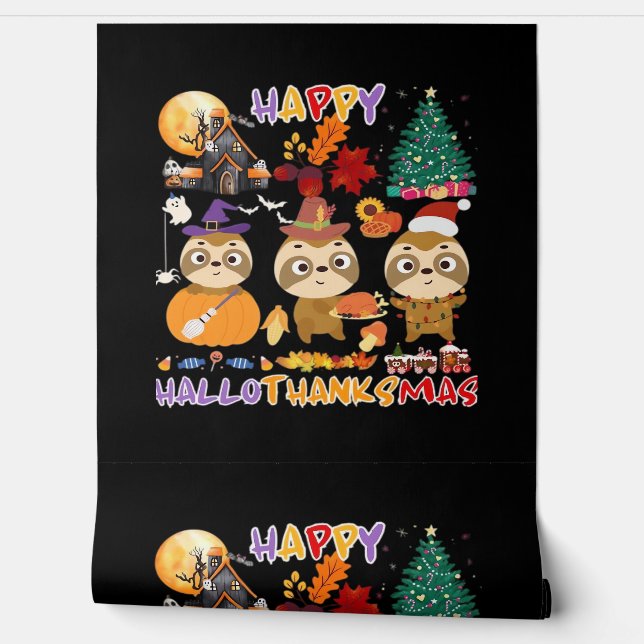 Papier Peint Sloth Hallothanksmas heureux Drôle Halloween Thank (Déroulement)