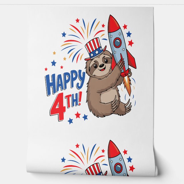 Papier Peint Sloth Happy 4th Rocket Fireworks USA (Déroulement)