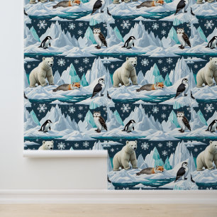 Papier Peint Snowy Adventure Polar Animal Peel and Stick