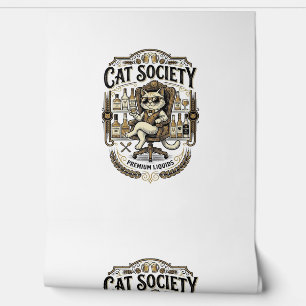 Papier Peint Société de chats Bar à alcool Humour Vintage Vecte