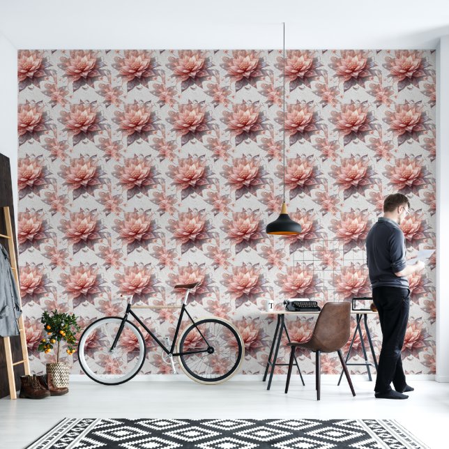 Papier Peint Soft Botanical Floral Wallpaper – Romantic Flower  (Salon)
