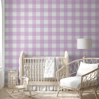 Papier Peint Soft Purple Gingham Check – Gentle Pastel Cottage 