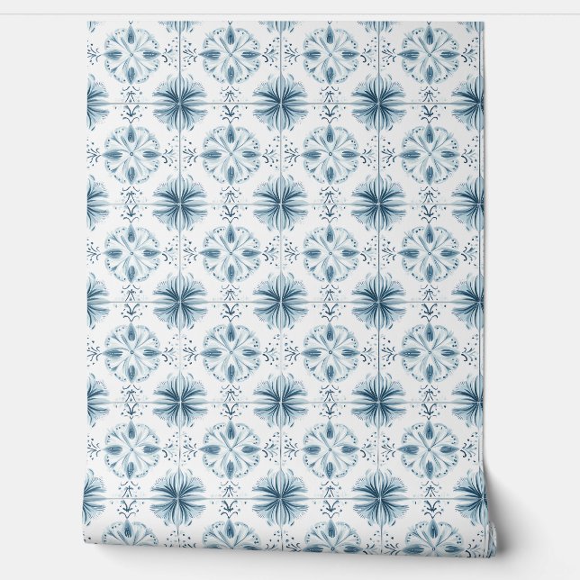 Papier Peint Soft Turquoise Blossom Medley Petite - Turquoise,  (Déroulement)