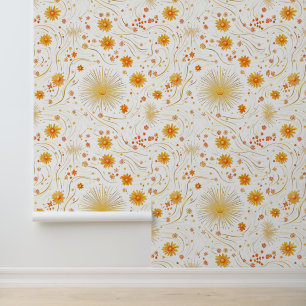 Papier Peint Soleil doré et rayons - avec étoile Abstraite