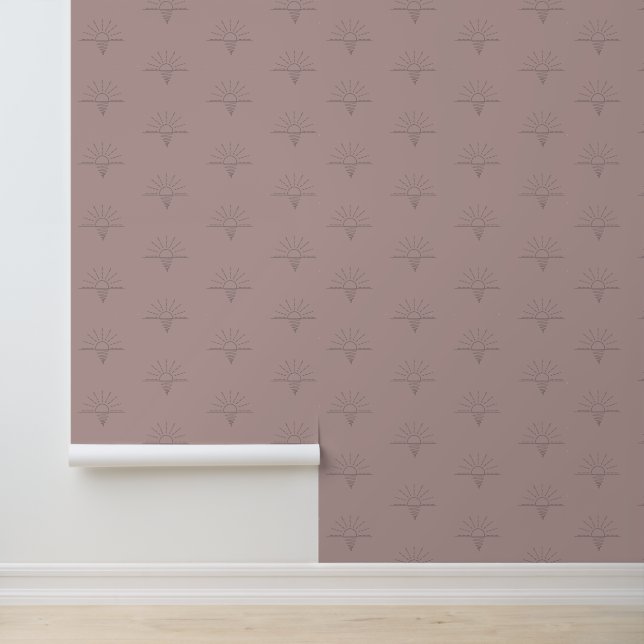 Papier Peint Soleil du Boho céleste couché de soleil rose Dusty (Application)
