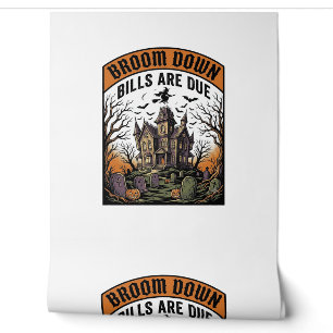 Papier Peint sorcière de ramasseur de facture d'Halloween balai