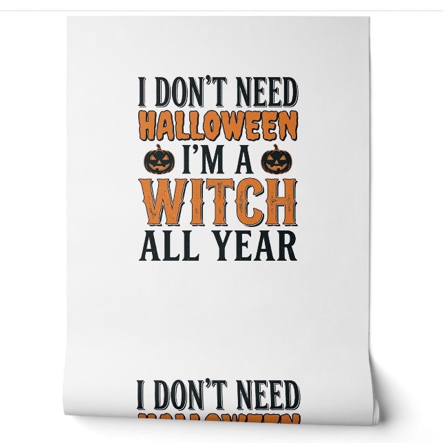 Papier Peint Sorcière drôle toute l'année Typographie Halloween (Déroulement)