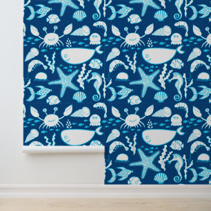 Papier Peint Sous la mer Poisson d'étoiles de mer Crabe de bale