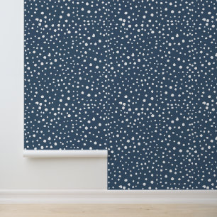 Papier Peint Spots Dalmatiens Bleus Marine, Points Dalmatiens, 