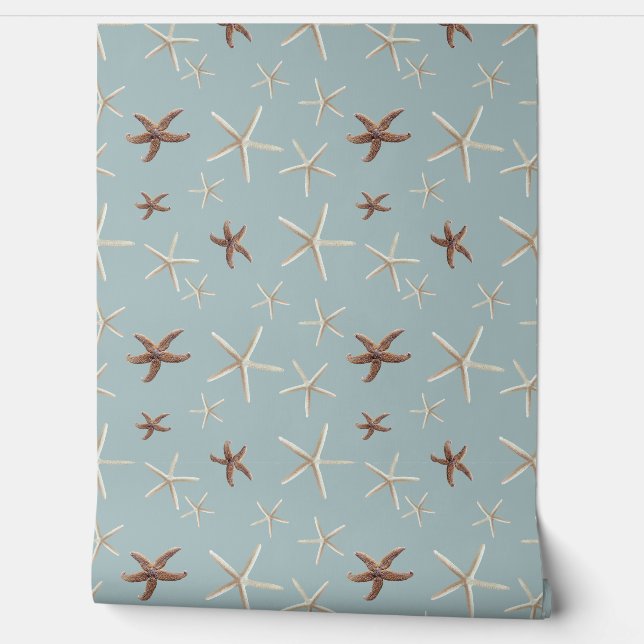Papier Peint Starfish Pattern Dusty Slate Blue (Déroulement)
