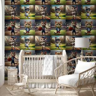 Papier Peint "Striker Purr-fect : Le Chat de Football 3D"