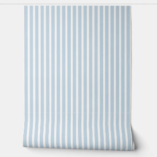 Papier Peint Stripes Pastel Blue and White