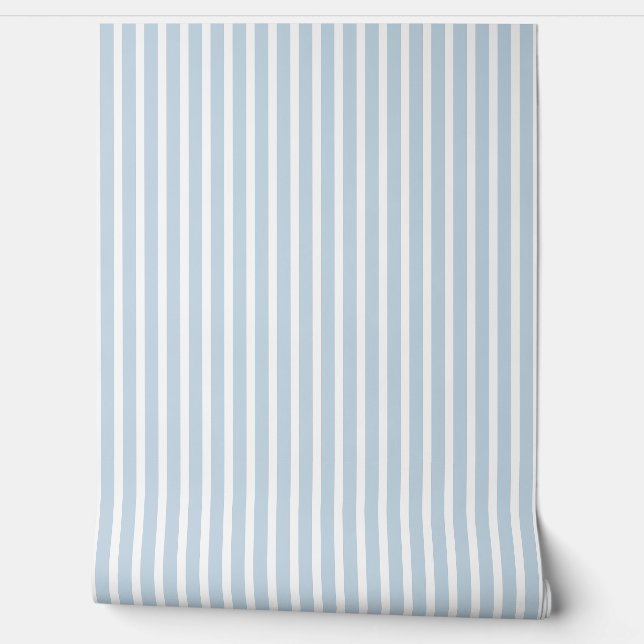 Papier Peint Stripes Pastel Blue and White (Déroulement)