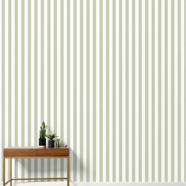 Papier Peint Stripes simples - Sage Green (Couloir)