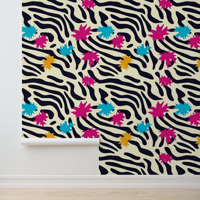 Papier Peint Stripes zébrées Abstraites avec pellicule de peint (Application)