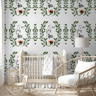 Papier Peint Style Art Nouveau avec Calla Lily en Aquarelle