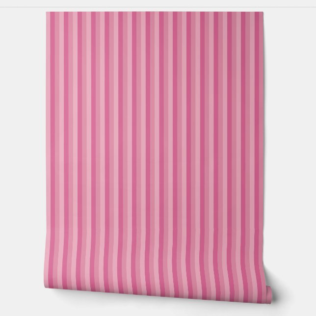 Papier Peint Style champêtre 1/4" Rustique rose rayures (Déroulement)