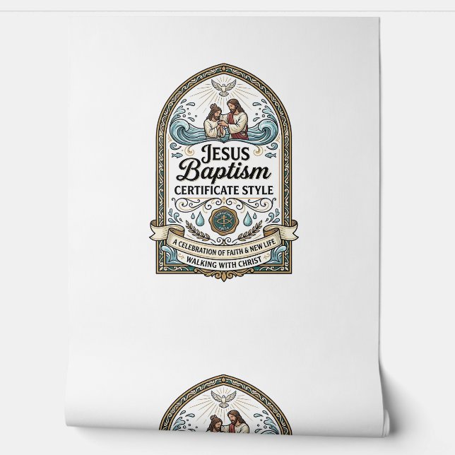 Papier Peint Style de certificat de baptême de Jésus Certificat (Déroulement)