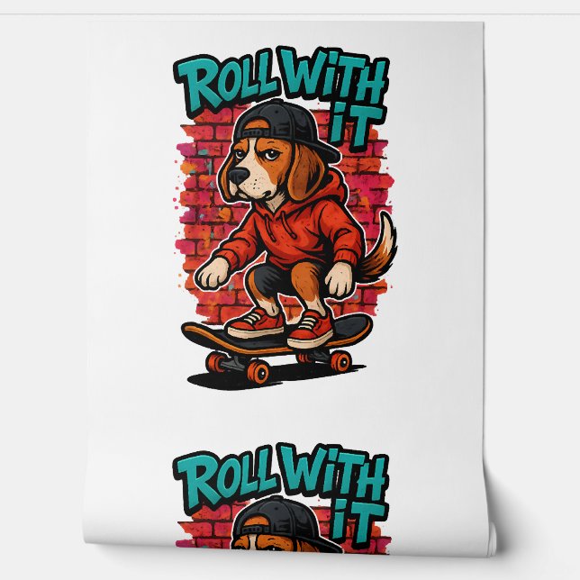 Papier Peint Style de rue Beagle Skateboard Graffiti Art (Déroulement)
