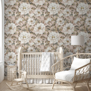 Papier Peint Style Elégant Big Camellia Fleur Rose Or Euroup