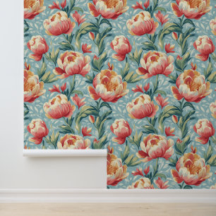Papier Peint Style victorien élégant pivoines florales