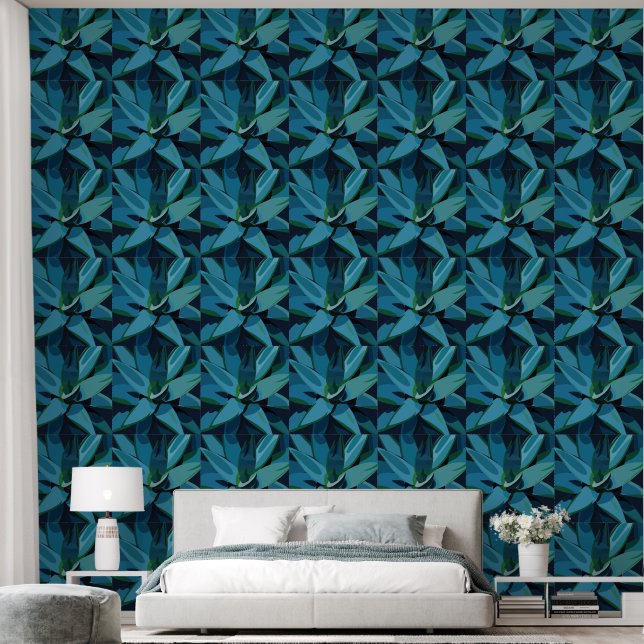 Papier Peint Succulents Blue Agave Cactus Succulents (Chambre à coucher)