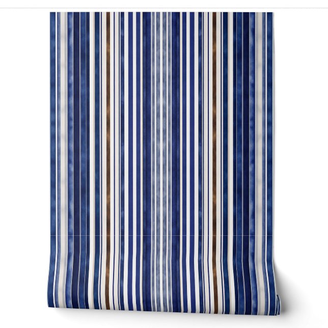 Papier Peint Summer Navy Blue Trendy Boat Stripes Collection (Déroulement)