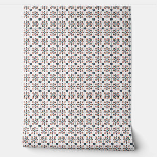 Papier Peint Sunset Blossom Mini - Corail, Marine, Blanc