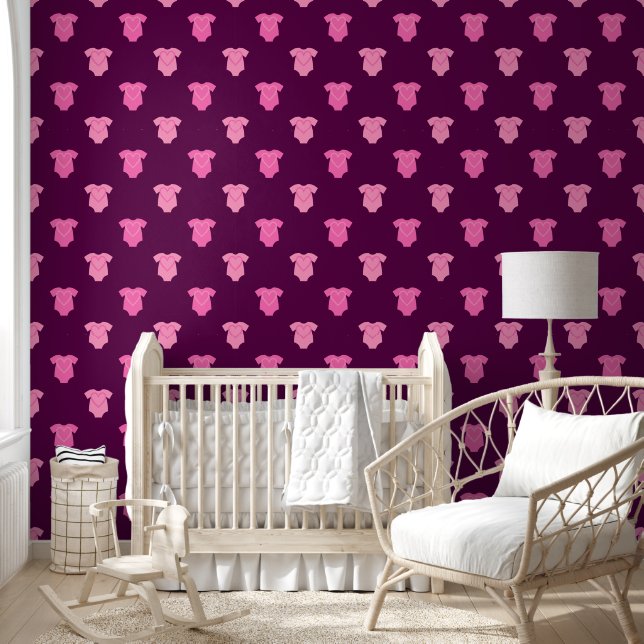 Papier Peint Sweet Baby Girl Rose Mode Profond Purple Nursery (Enfants)
