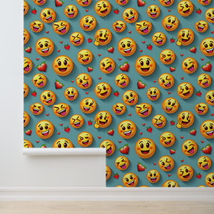 Papier Peint Sweet Emoji Amour : Coeurs de fraises joueuses